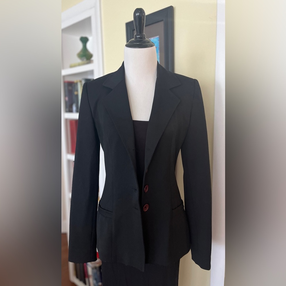 Vintage Retro Vertigo Black Blazer Jacket Fitted Elegant SZ S - Picture 2 of 6